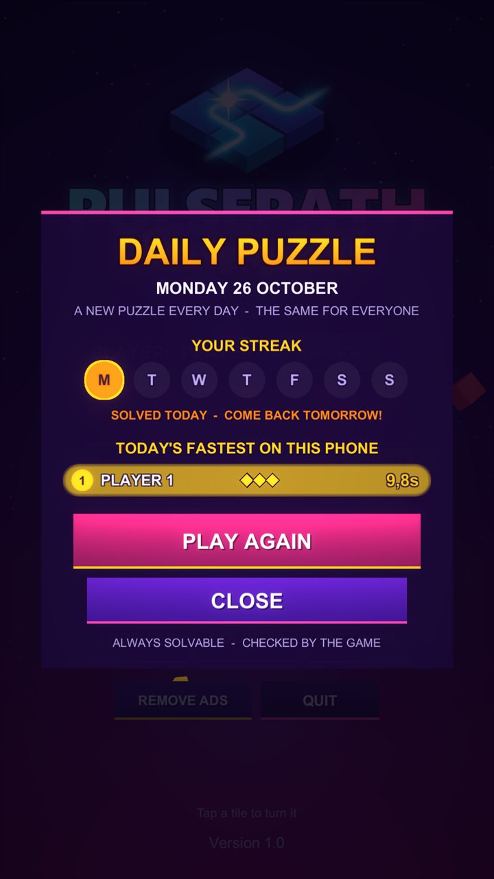 The daily puzzle panel with the week's streak